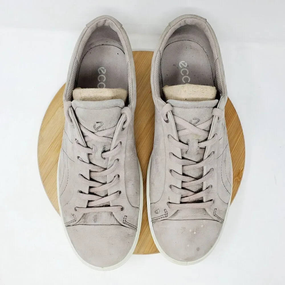 ECCO Soft 7 Stitch‎ Tie Sneakers Womens 39 Warm Grey Comfort Shoes Extra Width